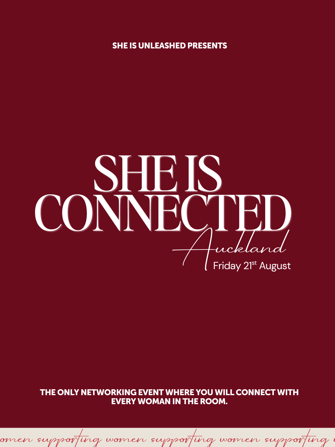She Is Connected: Auckland event poster